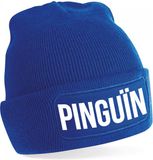 Bellatio Decorations wintermuts - Pinguin - unisex - one size - blauw