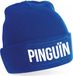 Bellatio Decorations wintermuts - Pinguin - unisex - one size - blauw