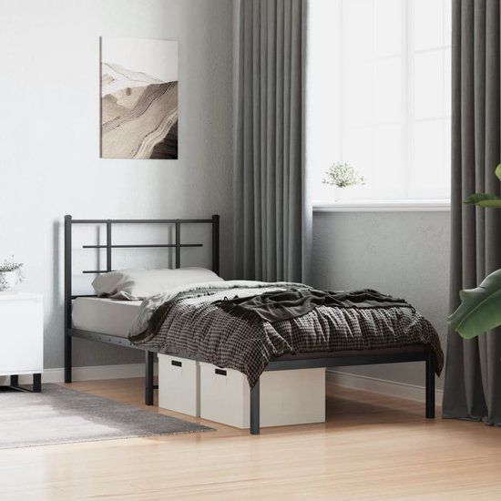 vidaXL Bedframe - Metaal - Zwart - 90x190 cm