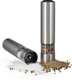OEM Shenzhen Haorui Industrial Technology Co., Ltd. Elektrische pepermolen set 2 stuks met licht - zoutmolen - rvs maalwerk - keramiek - op batterijen - zilver