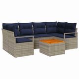 vidaXL - Tuinbank - Set - 7 - st - Grijs - poly - rattan
