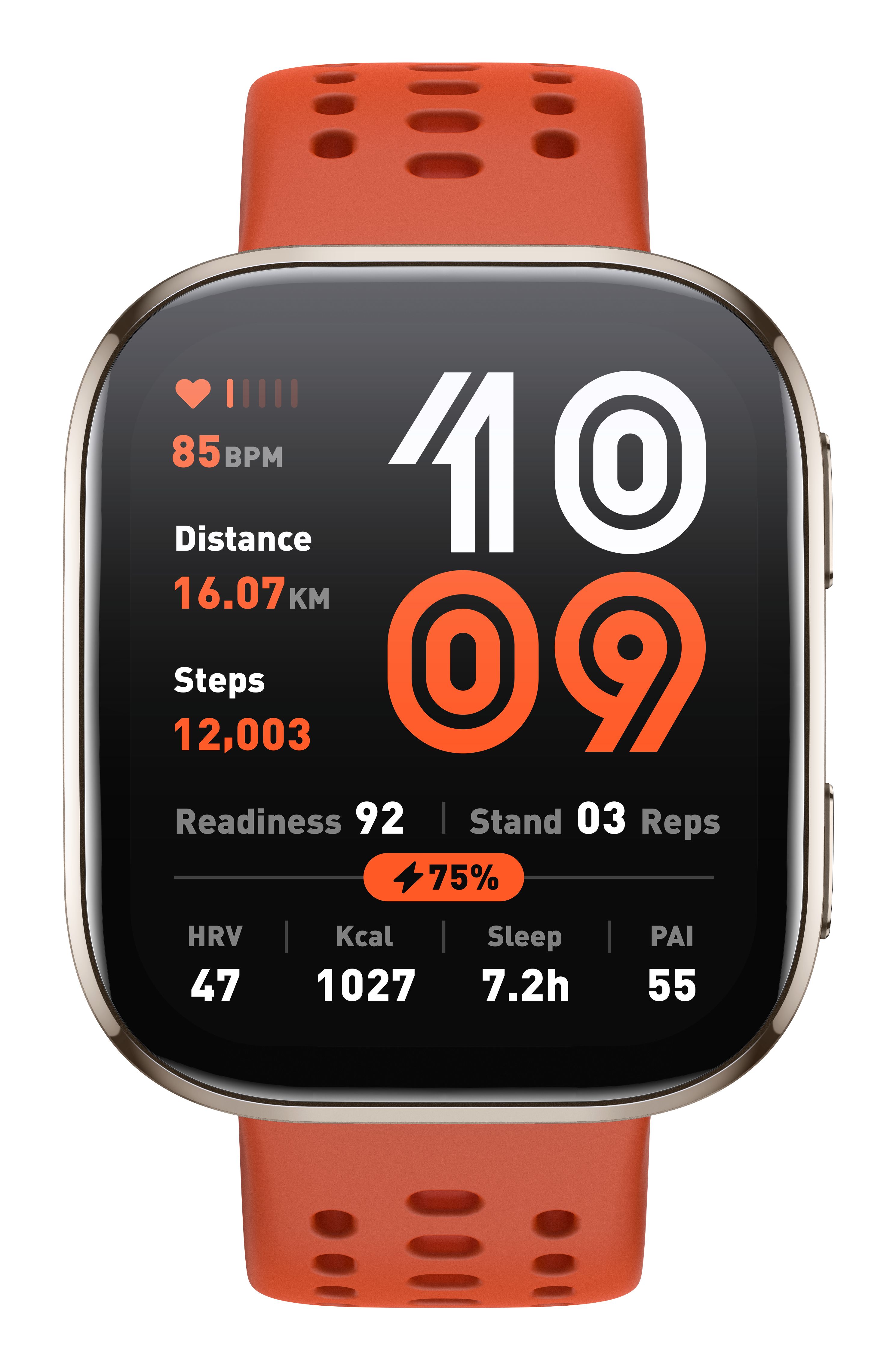 Amazfit Bip 6 Smartwatch - 1.97" AMOLED Display - Red with Gold Case