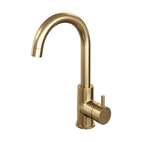 Brauer Gold Edition Wastafelmengkraan hoog model ronde uitloop ColdStart messing geborsteld goud 5-GG-003-R2