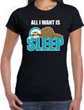 Bellatio Decorations Shoppartners Bv All I want is sleep - fun tekst pyjama shirt - zwart - voor dames - Grappig slaapshirt - Pyjama party XL