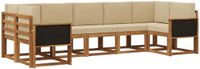 vidaXL - Acacia Hout Loungeset - Hoek loungeset - 7 zitplaatsen - Natuurlijk en Beige