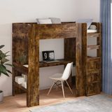 vidaXL Stapelbedframe met Bureau Rook Eiken 90 x 190 cm