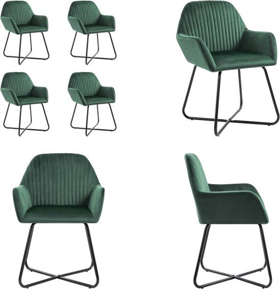 vidaXL Eetkamerstoelen 4 stuks fluweel groen