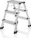 OEM Holland Connections Trapladder met wielen aluminium vouwtrap met 3 treden aan beide zijden beloopbaar tot 150 kg belastbaar zilver - 830009 Office Hjh