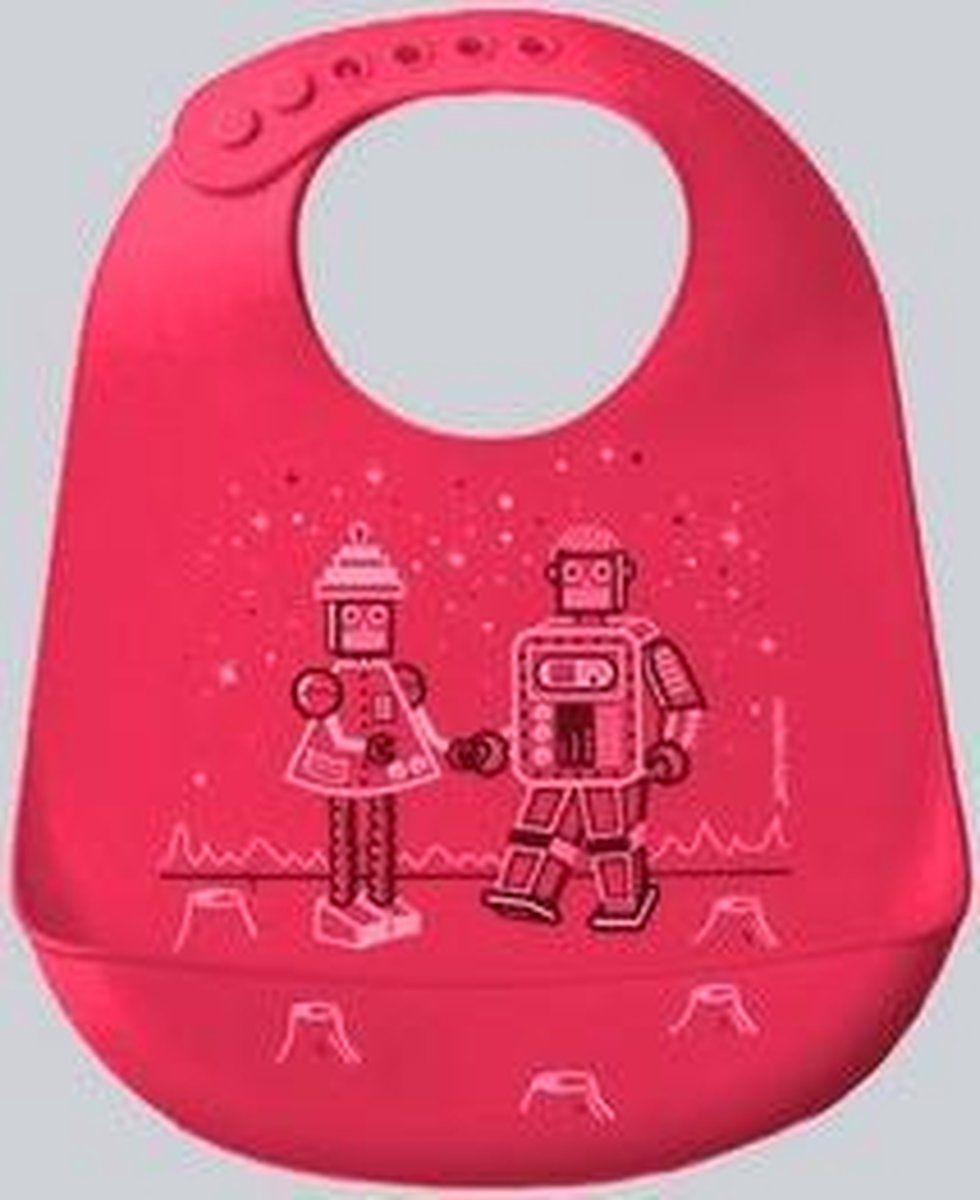 Modern Twist Robot Love Slabbetje met Opvangbakje - Cotton Candy