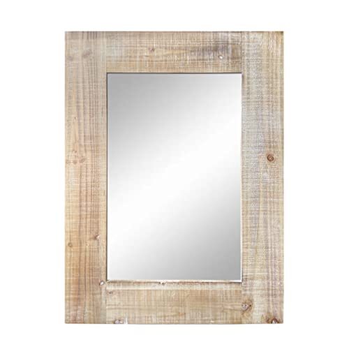 LW collection wandspiegel bruin vintage rechthoek 60x80 cm hout - grote spiegel muur - industrieel - woonkamer gang - badkamerspiegel