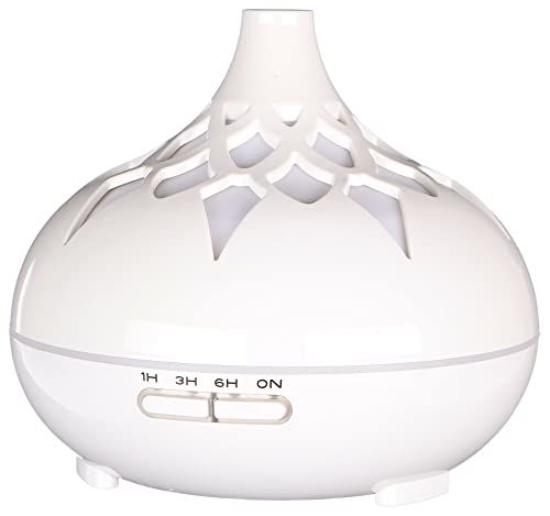 SIXTOL Palm Aroma difuzer 500 ml | ultrasone luchtbevochtiger | voor het bevochtigen en verspreiden van huis, slaapkamer, kantoor | aromatherapie | voor etherische oliën (witte glans)