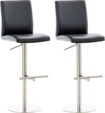 CLP Cadiz Set de 2 tabourets de bar - Similicuir noir acier inoxydable