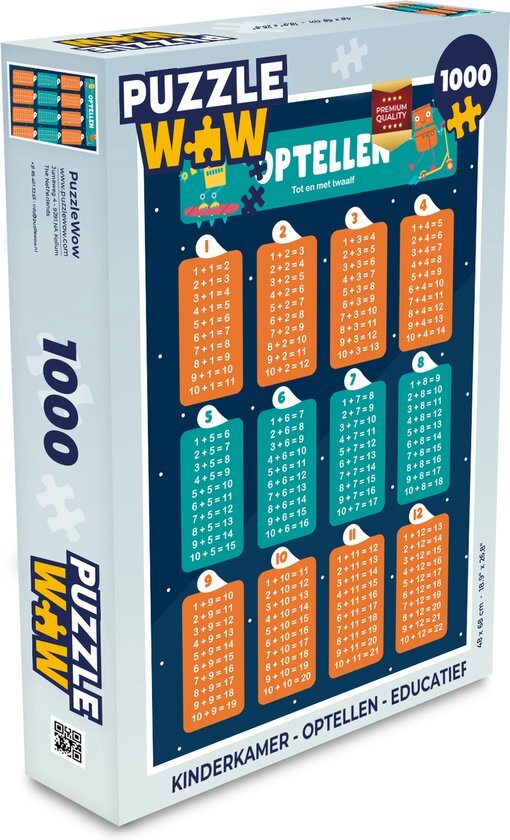 MuchoWow Puzzel Kinderkamer - Optellen - Educatief - Jongens - Meisjes - Kinderen - Blauw - Legpuzzel - Puzzel 1000 stukjes volwassenen - Sinterklaas cadeautjes - Sinterklaas voor grote kinderen