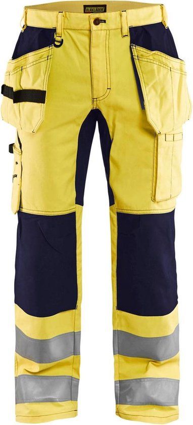 Blåkläder Werkbroek met stretch High Vis 1552-1811 - High Vis Geel/Marineblauw - Maat 62