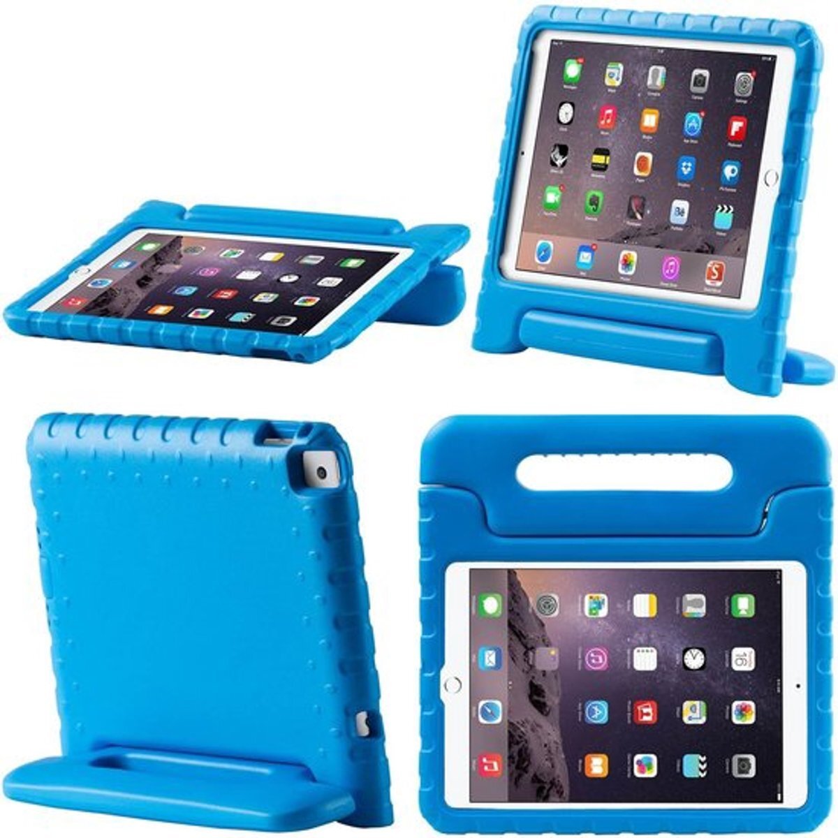 SMH Royal - iPad Air 2 hoes voor kinderen Foam for Kids Shockproof Case Hoesje / Cover / Hoes / Bumper / Tablethoes/ Proof Zeer sterk Met Handige Handvat Blauw