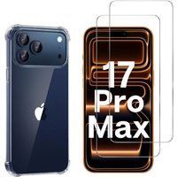 Phonillico® Schokbestendige Hoes voor iPhone 17 PRO MAX met 2 Gehard Glas Schermbeschermers