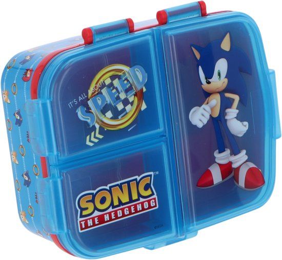 Stor Sonic the Hedgehog Kinderlunchbox – Broodtrommel met 4 vakken – Lichtblauw