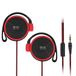 Ohfruit Bedrade Hoofdtelefoon met Oorhaak - 3.5mm Stereo Sport Oorhaak Oortelefoon Super Bass Sport Oordopjes voor Mp3 Speler Computer Mobiele Telefoon Rood