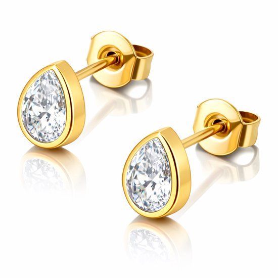 Cilla Jewels Oorknopjes Goudkleurig Druppel Zirkonia