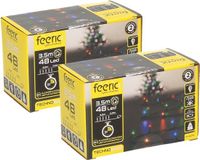 Feeric lights & Christmas Feeric lights Kerstverlichting - 2x - gekleurd - 3,5 m - 48 LED lampjes - zwart snoer - batterij