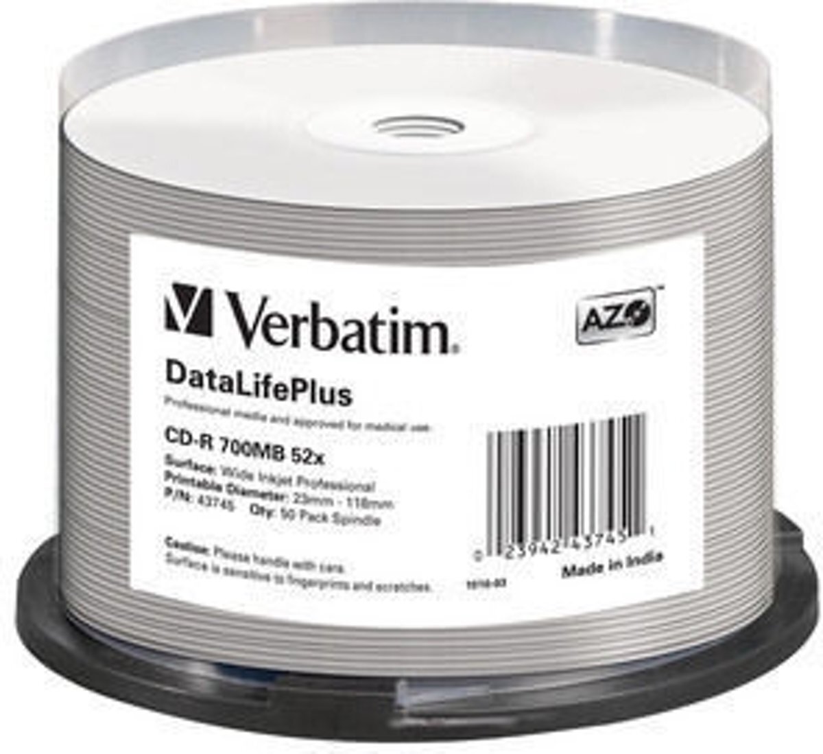 Verbatim CD-R/700MB 52x SupAZO 50pk w/PrintPRO