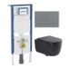 Geberit QeramiQ Dely Swirl Toiletset - 36.3x51.7cm - Geberit UP720 Duofix Sigma inbouwreservoir - 35mm zitting - bedieningsplaat licht grijs - rechthoekige knoppen - mat zwart