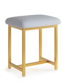 Mondeer Kaptafelkruk, voetkruk met gouden poten, witte zachte gewatteerde kaptafel kruk voor slaapkamer moderne stijl, 41 x 30 x 45 cm