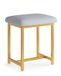 Mondeer Kaptafelkruk, voetkruk met gouden poten, witte zachte gewatteerde kaptafel kruk voor slaapkamer moderne stijl, 41 x 30 x 45 cm