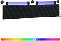 vidaXL Hangend hoofdbord Met LED-verlichting Zwart Fluweel