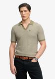 Superdry Gebreide Johnny Collar Polo Heren S Artisjok/Crème jacquard Katoen