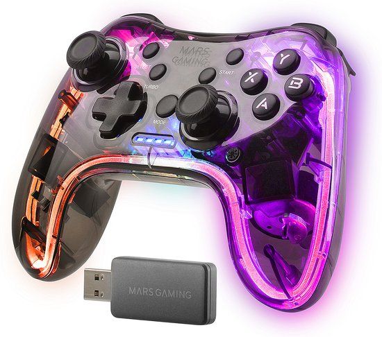 Mars Gaming MGP-24 Gamepad - Zwart/Transparant - Android, PC, PS4, PS5, PS3, Xbox 360