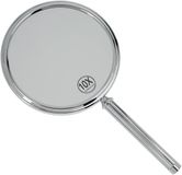 Fantasia Handspiegel met handvat - tweezijdig, normale en 10x vergroting, Ø 16 cm, lengte: 18,5 cm, zilver - chroom