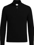 Vercate Quarter Zip / Half Zip Trui Cashmere Blend Kabeltrui Pullover Regular Fit Zwart Maat L