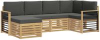 vidaXL Hoek loungeset 5 zitplaatsen Polyester Wit en antracietkleurig