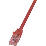 LogiLink CQ2024U RJ45 Netwerkkabel, patchkabel CAT 6 U/UTP 0.50 m Rood Vlambestendig, Snagless
