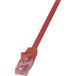LogiLink CQ2024U RJ45 Netwerkkabel, patchkabel CAT 6 U/UTP 0.50 m Rood Vlambestendig, Snagless