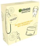 Garnier SkinActive 4 stuks vitamine C gezichtsverzorging met micellair reinigingswater, stoffen maskers, donker vlekserum en hydraterende verzorging voor een stralende teint