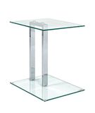 HAKU Bijzettafel chroom metaal salontafel veiligheidsglas 8 mm - Maat: B 45 x H 50 x D 35 cm, Stijl: Modern