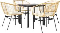 vidaXL 5-delige tuinset met kussens, bruin, polyrotan, glas