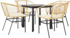 vidaXL 5-delige tuinset met kussens, bruin, polyrotan, glas