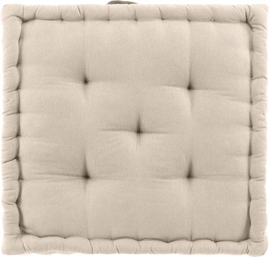 Vloerkussen 50 x 50 cm Keoni Linnen Beige Katoen Landelijk