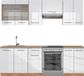 Vicco Fame-Line Unité de cuisine complète – 240 cm sans plan de travail Blanc laqué/chêne doré