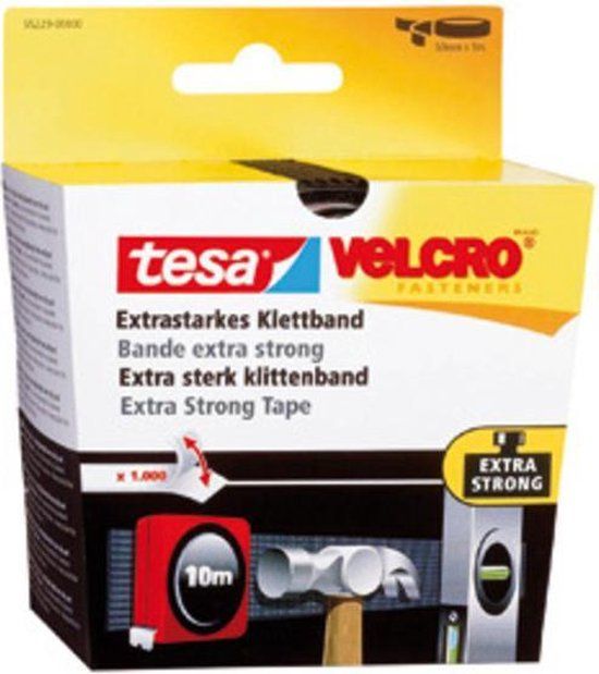 Tesa Klittenbandstrook 55229-ZW - 50 mm x 1 m - Zwart