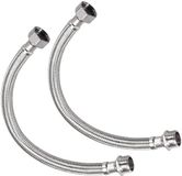 Allecto Adaptateur de robinet en acier inoxydable - 400 mm - 2 pièces - pour cuisine et salle de bain - connexion G1/2 vers G1/2 - raccordement d'eau - acier inoxydable 304