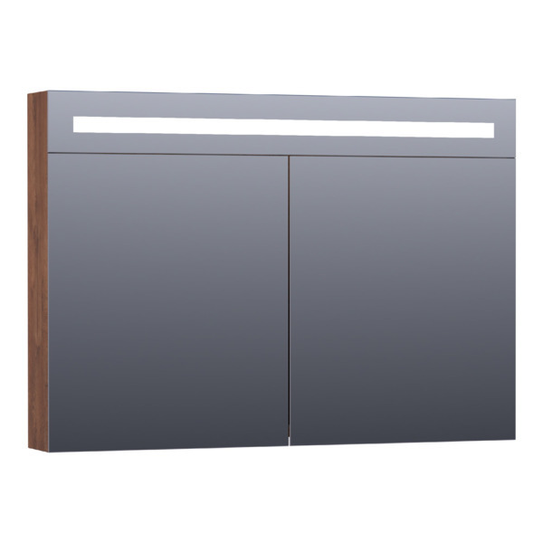 Saniclass Double face spiegelkast 100x70x15cm verlichting geintegreerd rechthoek 2 draaideuren Viking Shield 7389