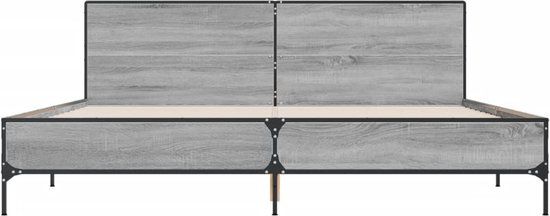 vidaXL Bedframe - Hout - Metaal - Grijs Sonoma Eiken - 200x200 cm - Tweepersoons