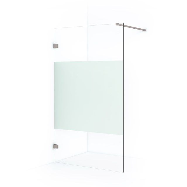 Maxaro Inloopdouche Diamond 120cm 8mm Helder Veiligheidsglas met Matte Strook Geborsteld RVS