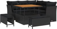 vidaXL Tuinbank Set 8-delig Zwart Polyrattan