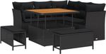 vidaXL Tuinbank Set 8-delig Zwart Polyrattan