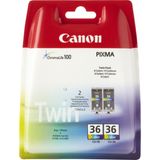 Canon CLI-36 - Multipack - Zwart, Cyaan, Magenta, Geel - 2 stuks